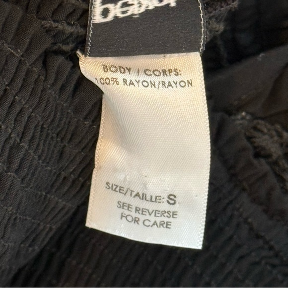 Peixoto Belle Mini Dress smocked ruffled square neck black rayon SZ S bodycon - Picture 9 of 9